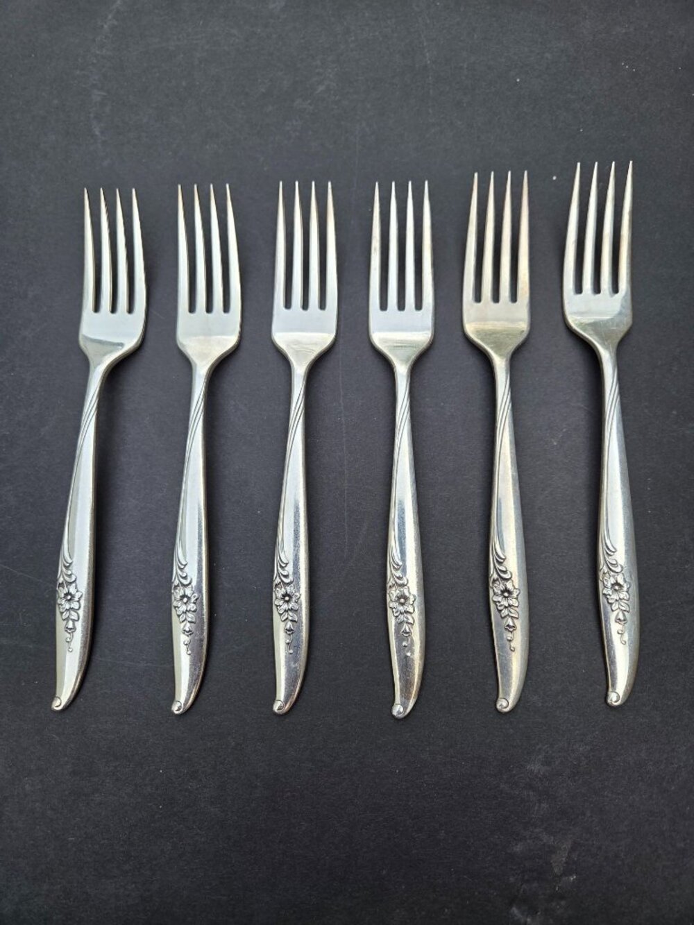 6 Oneida Nobility Plate Magic Moment 7.5" Dinner Forks 1958